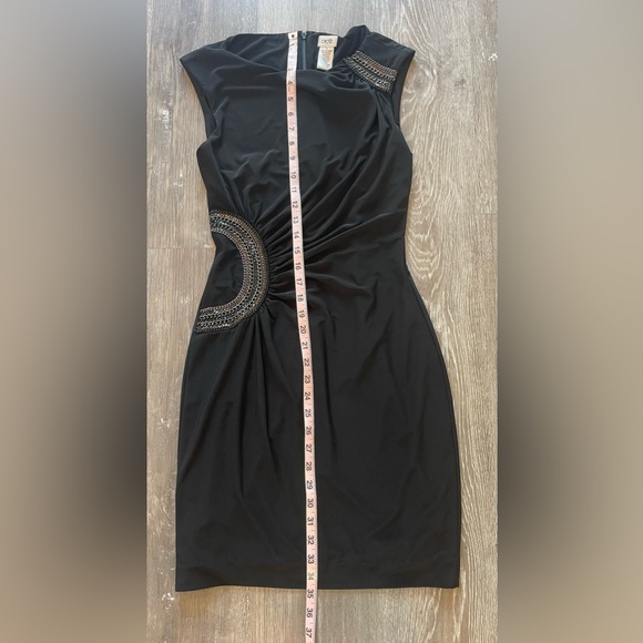 Cache Women's Size M Black Sleeveless Cocktail Dress Formal Knee Length Zip - Picture 2 of 5